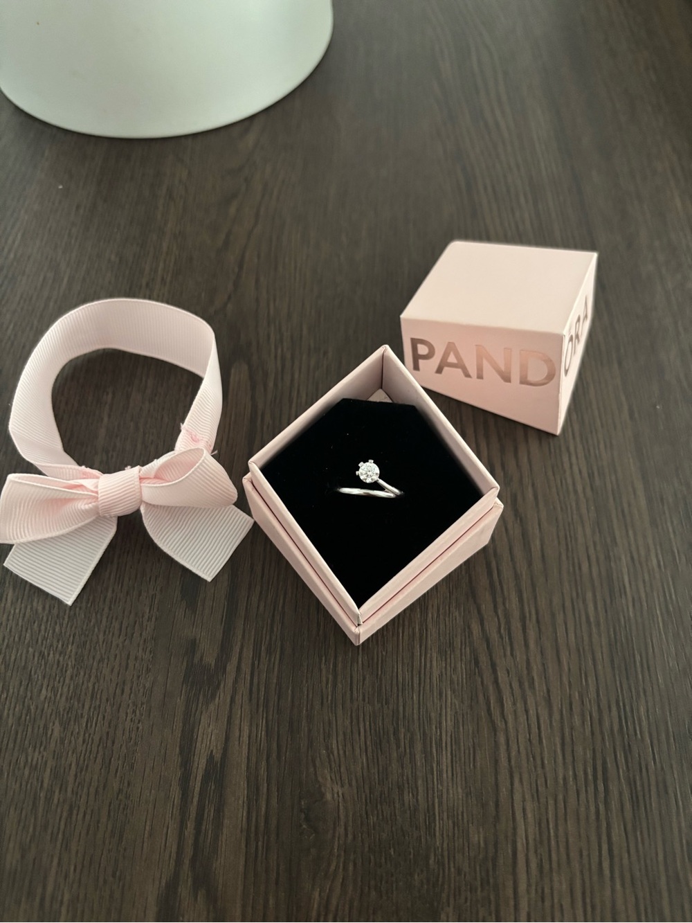 Pandora 14k white gold ring with diamond